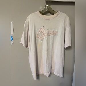 Men's Vintage Chicago White Embroidered Appliqué T-Shirt Large